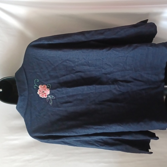 Vintage Sag Harbor Lightweight Blue pink Floral Embroidered Blazer - Picture 4 of 7